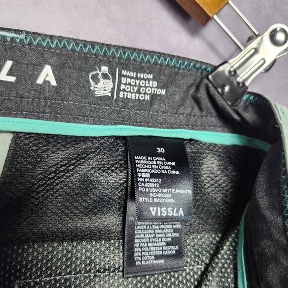 Vissla Shorts Mens 30 Lot of 2 Pair Blue Green Poly Cotton Blend Stretch Casual - Picture 14 of 16